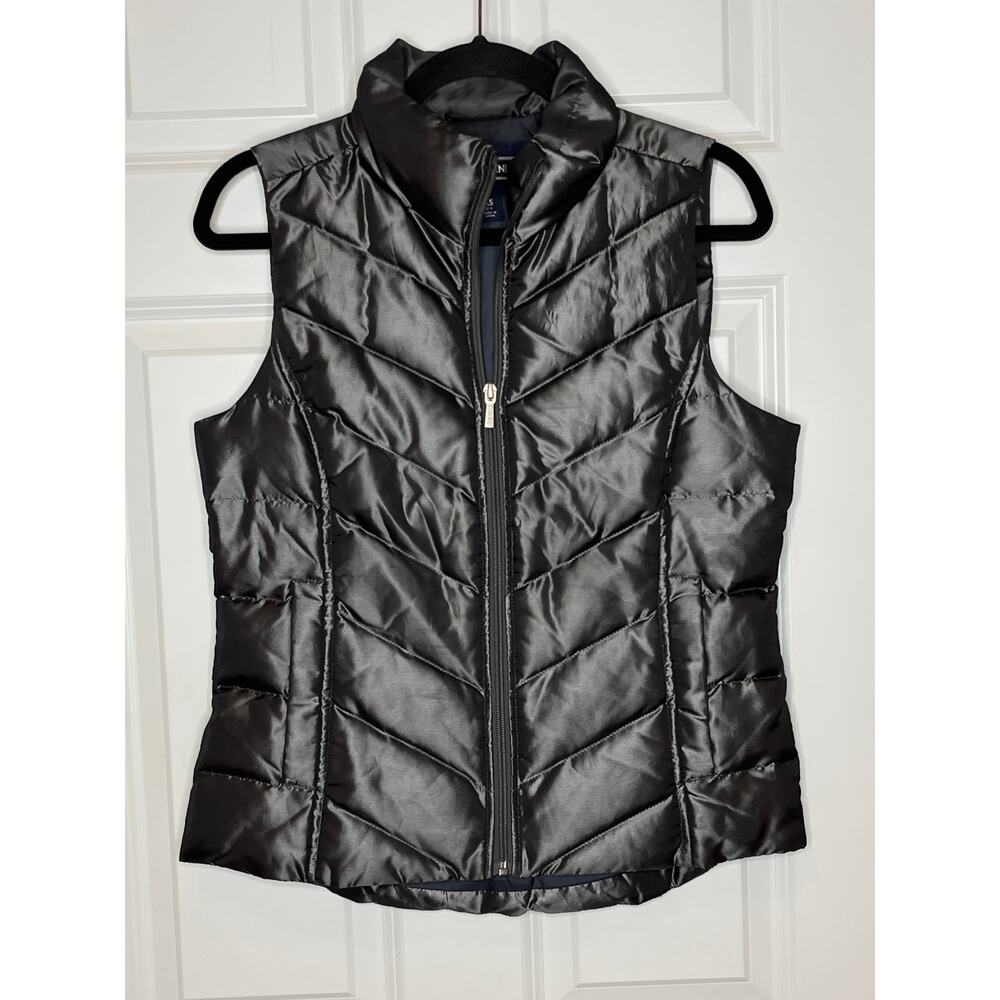 Lands End‎ Down Feather Filled Black Puffer Vest XS 2-4